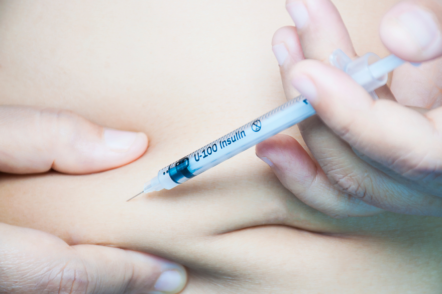 Tirzepatide before-and-after: injection in the pelvic region.